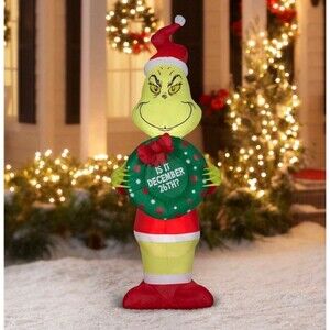 5.5ft Dr. Seuss The Grinch with Wreath Holiday Airblown Inflatable